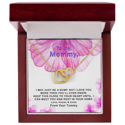 Mommy Love Forever ! I May Just Be A Bump Interlocking Hearts Necklace
