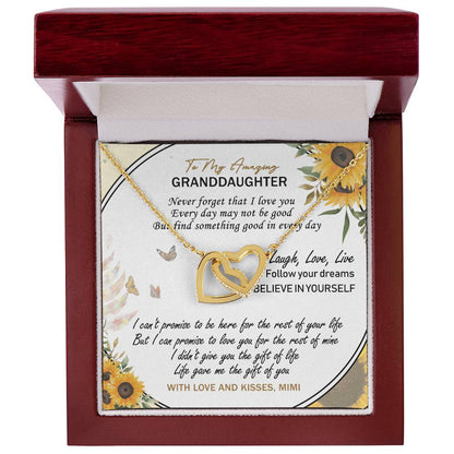 To My Amazing Granddaughter Interlocking Hearts Necklace Message Card