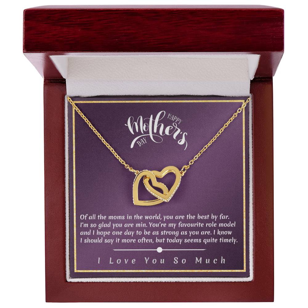 Mother'S Day - I'M So Glad You Are Min Interlocking Hearts Necklace