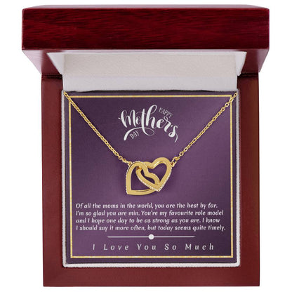 Mother'S Day - I'M So Glad You Are Min Interlocking Hearts Necklace