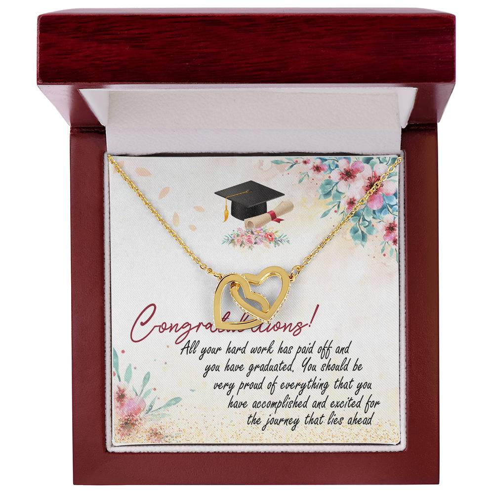 Congratulation So Proud Of You Interlocking Hearts Necklace Graduation Message Card