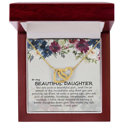 To My Daughter - Mom - Best Gift For Daughter - Heart Necklace Interlocking Hearts Necklace