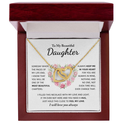 My Beautiful Daughter - Keep Me In Your Heart - Interlocking Hearts Necklace