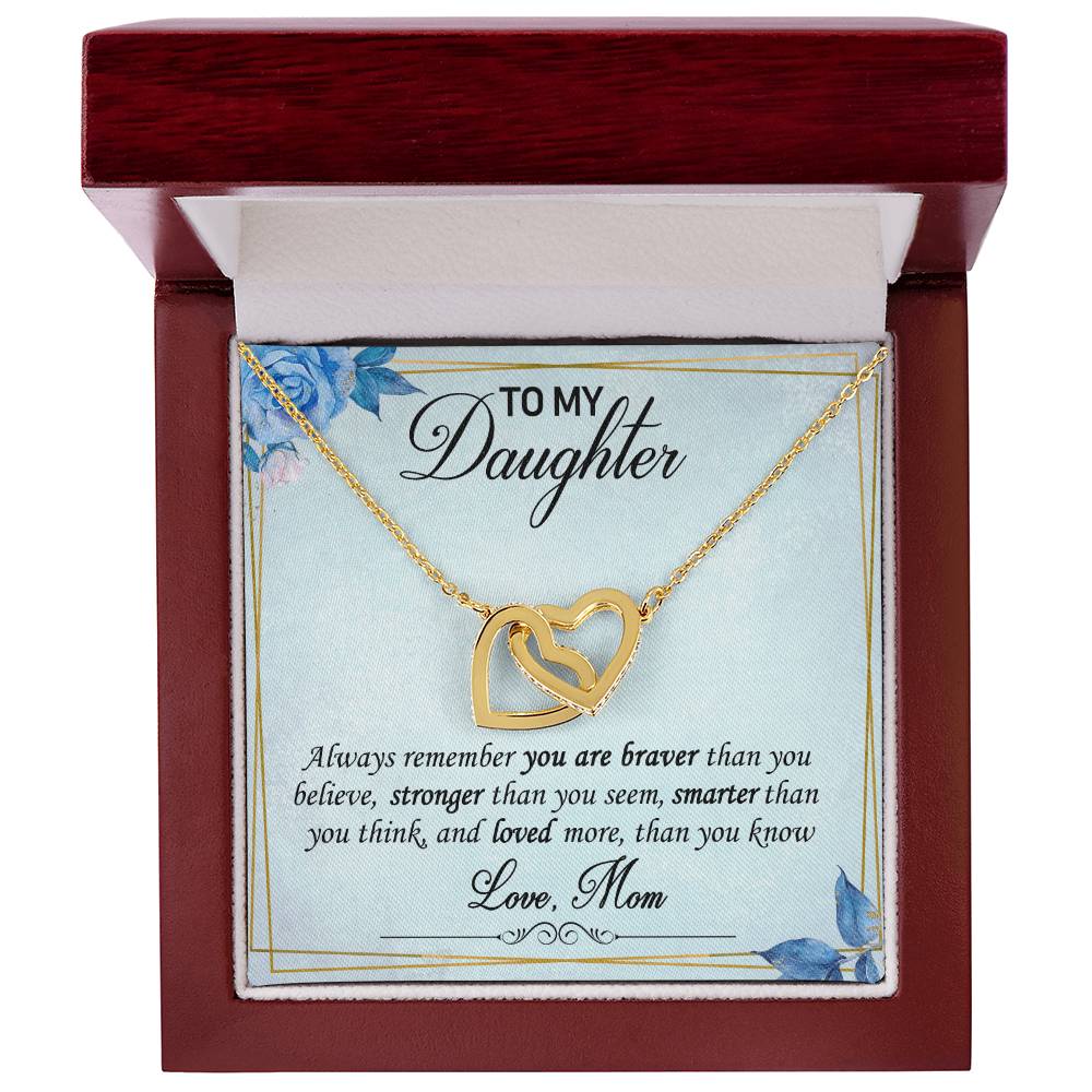 To My Daughter Interlocking Hearts Necklace Message Card