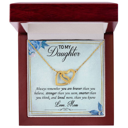 To My Daughter Interlocking Hearts Necklace Message Card