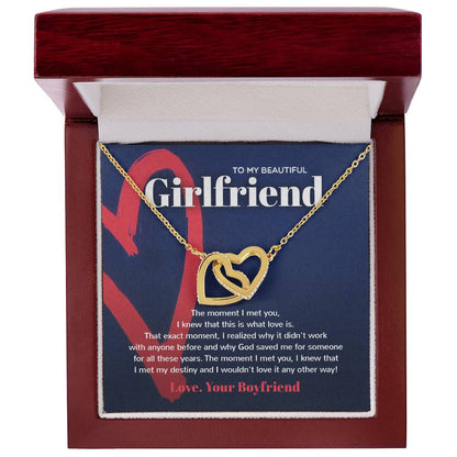 God Saved Me For You - Interlocked Hearts Necklace For Girlfriend Interlocking Hearts Necklace