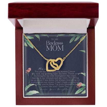 To My Badass Mom Necklace Mother’S Day Gift Daughter To Mom Gift Gift From Daughter To Mom On Wedding Day Mom Gift Birthday Gift Interlocking Hearts Necklace