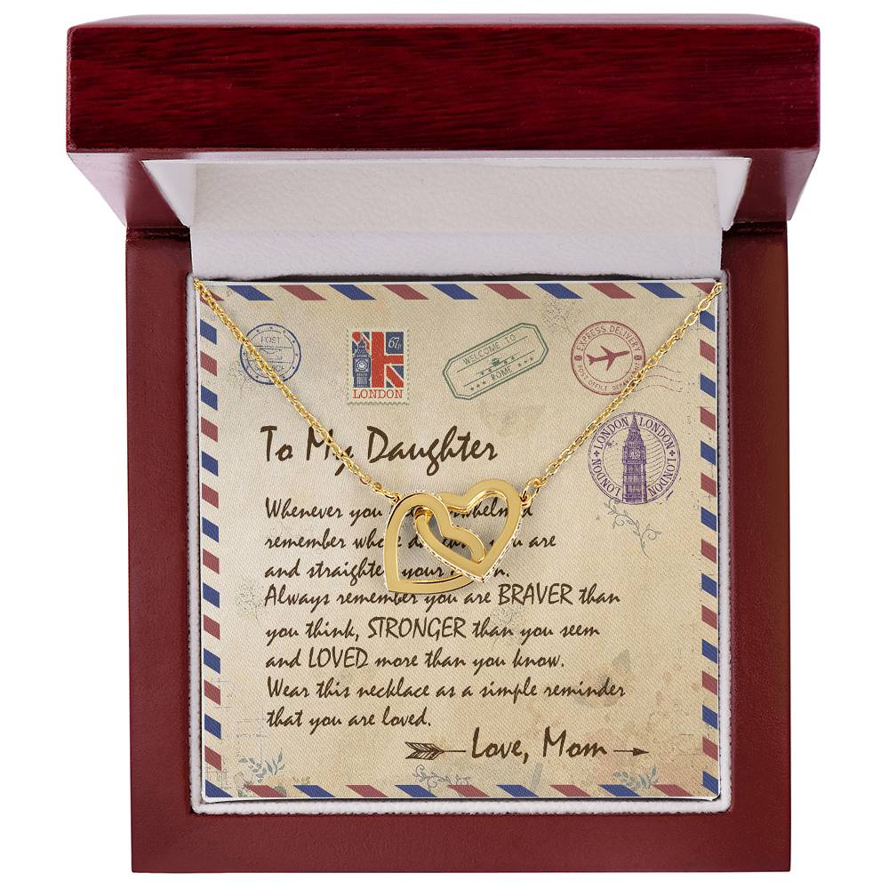 To My Daughter Email Letter Interlocking Heart Necklace Birthday Message Card Interlocking Hearts Necklace
