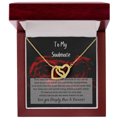 To My Soulmate Interlocking Hearts Necklace