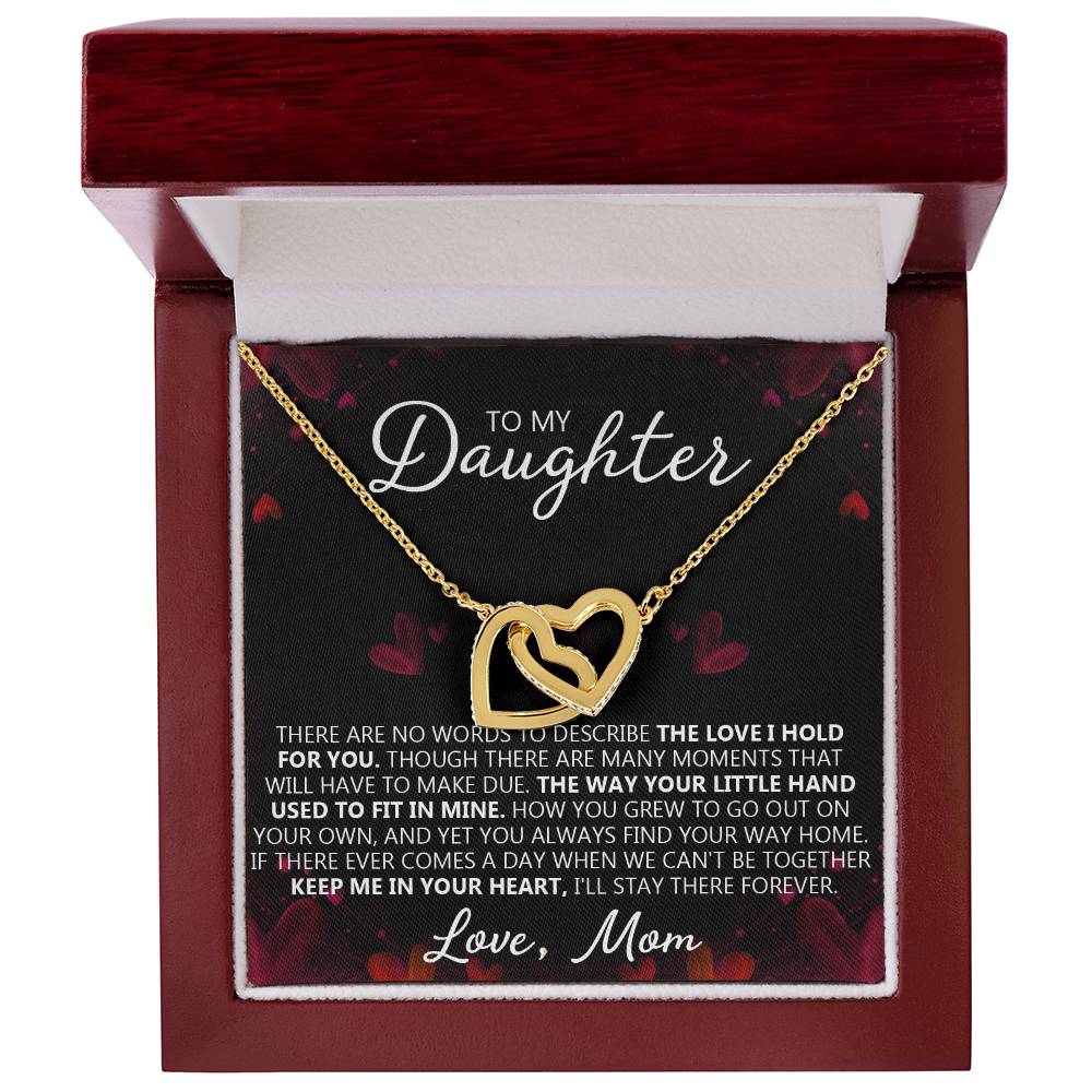 To My Daughter - You Are My Heart - Unique Heart Bonding Necklace Gift Set Interlocking Hearts Necklace