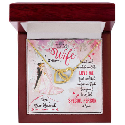To My Wife Interlocking Hearts Necklace