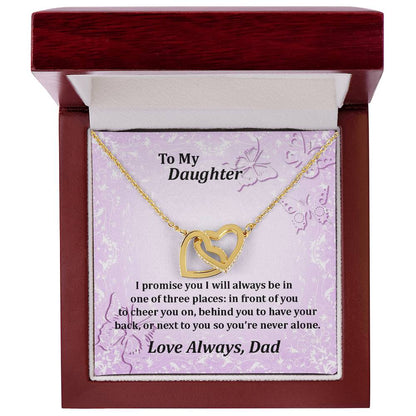 To My Daughter Always With You Never Ending Love Hearts Necklace Interlocking Hearts Necklace