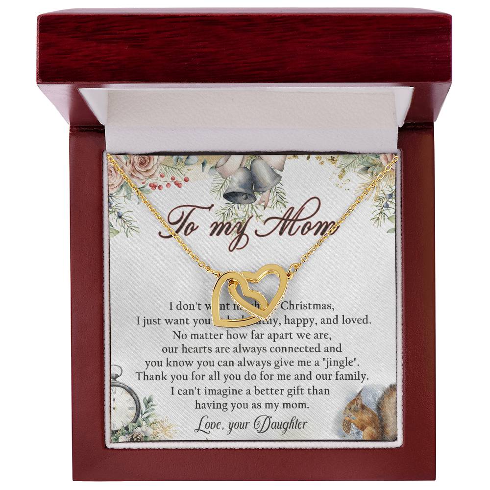To My Mom Interlocking Hearts Necklace Message Card