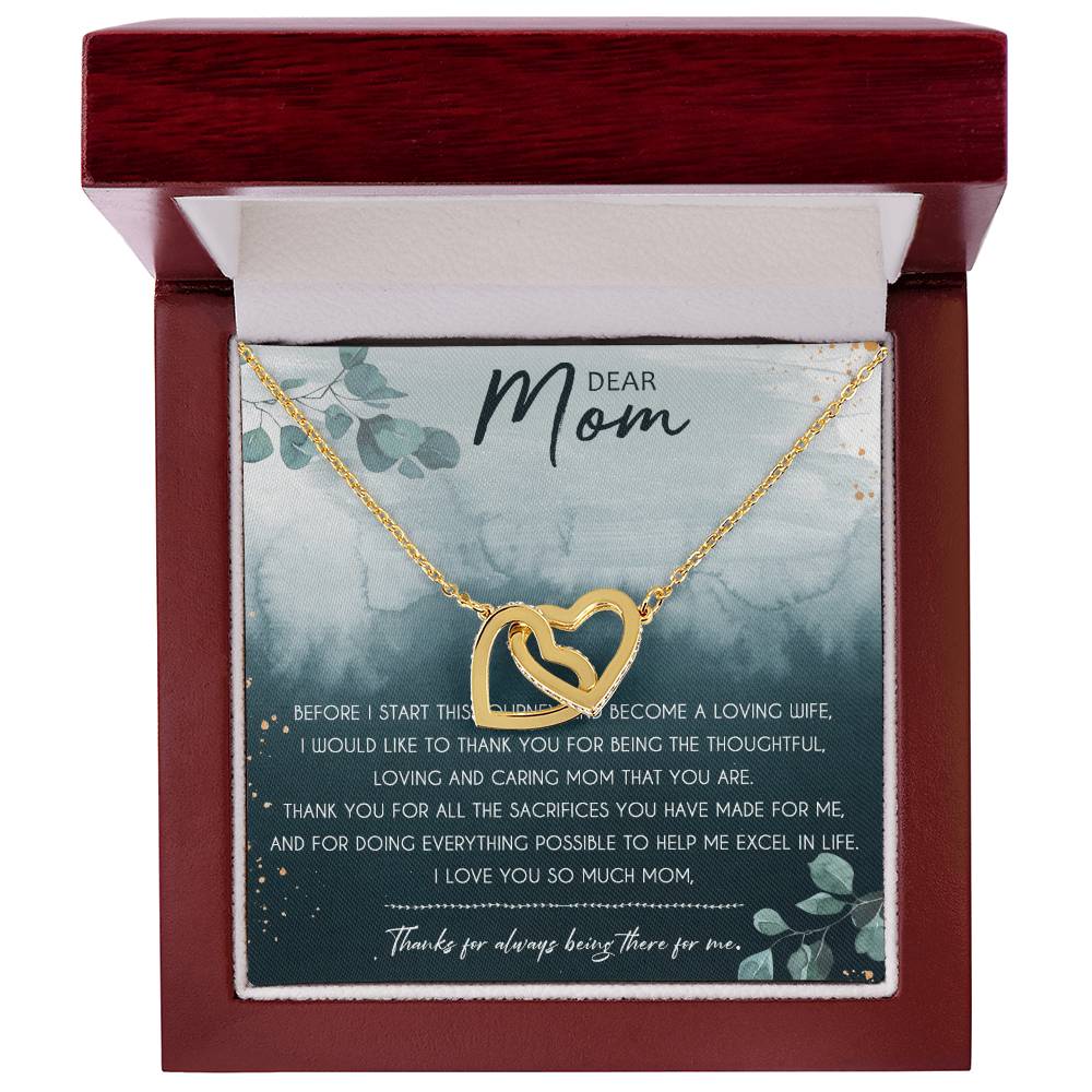 Dear Mom Interlocking Hearts Necklace Message Card