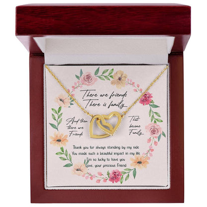 There Are Friends There Is Family Interlocking Hearts Necklace Birthday Message Card Gift