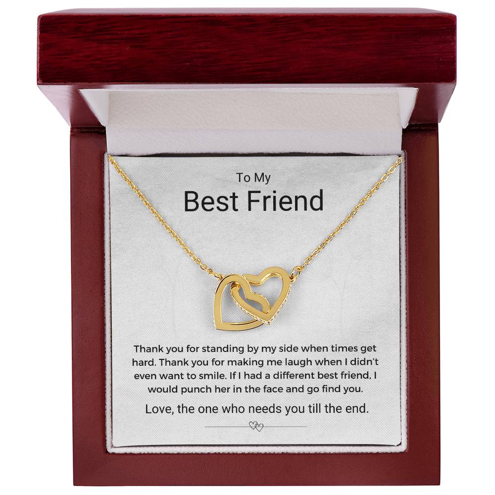Standing By My Side Best Friend Interlocking Hearts Necklace