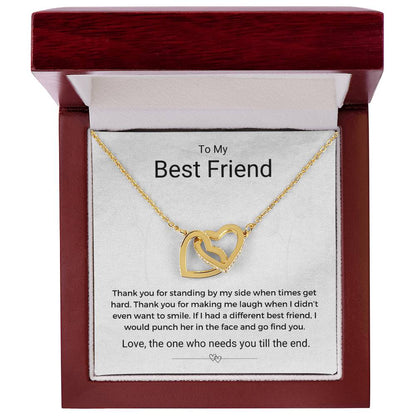 Standing By My Side Best Friend Interlocking Hearts Necklace