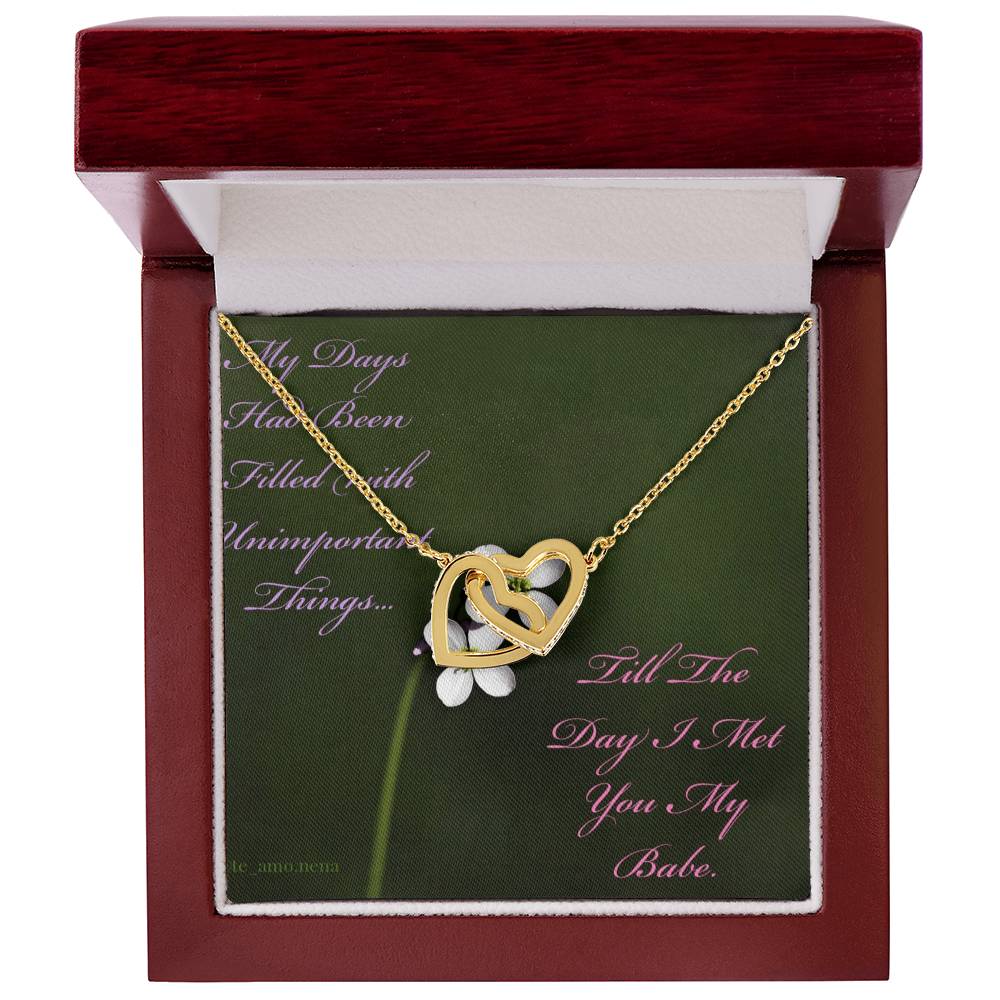The Day I Met You My Babe Interlocking Hearts Necklace
