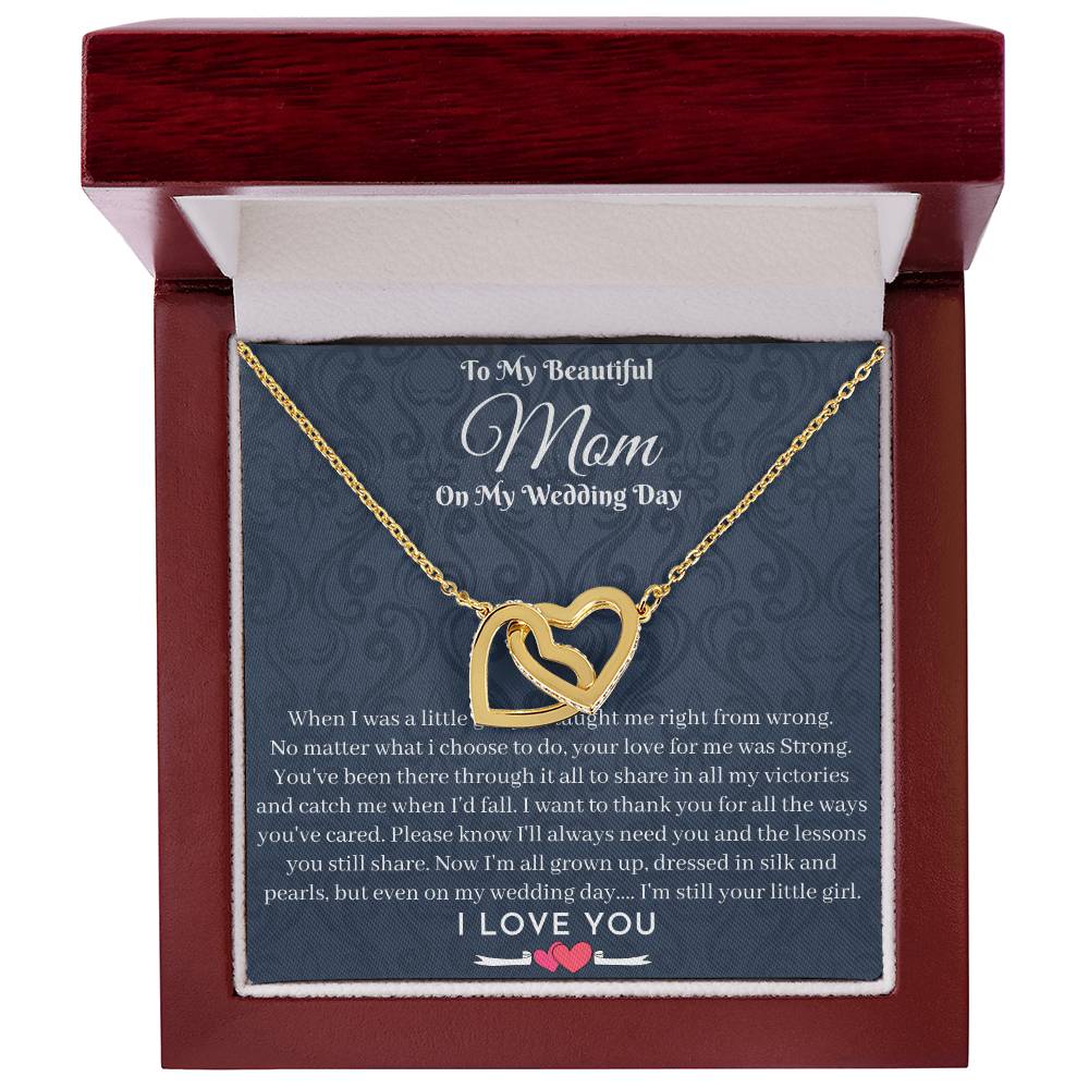 Mother Of The Bride Gift From Daughter Jewelry Necklace As Wedding Gift Bridal Party To My Lovely Mom On Me Wedding Day Gifts Interlocking Hearts Necklace
