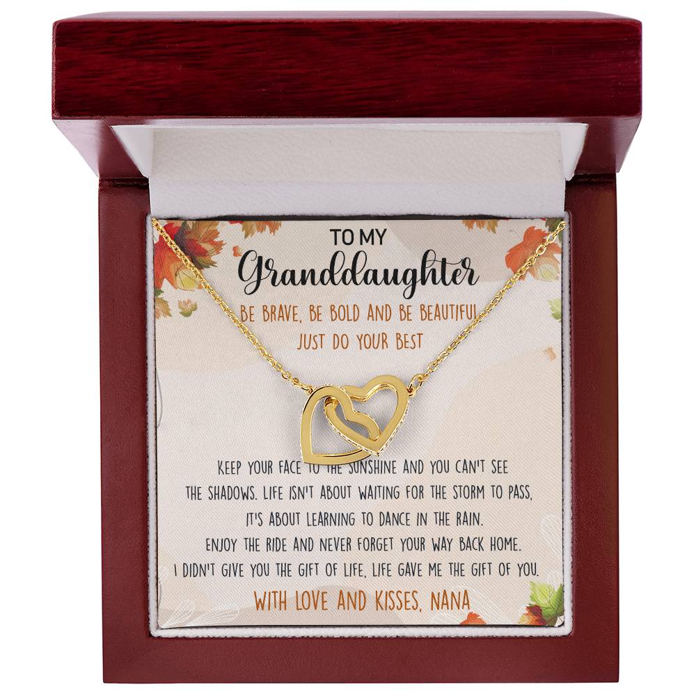 To My Granddaughter Interlocking Hearts Necklace Message Card