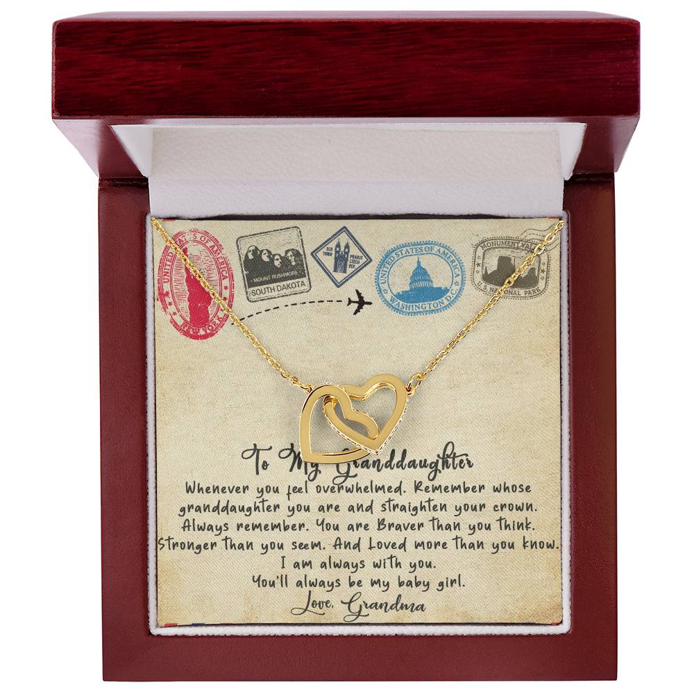 To My Granddaughter Interlocking Hearts Necklace Message Card