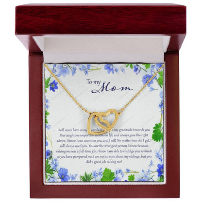 To My Mom I Will Never Have Enough Words Interlocking Hearts Necklace