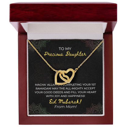 To My Daughter- Macha'Allah For Completing Your 1St Ramadan - Eid Mubarak Gift For Daughter- Necklace Interlocking Hearts Necklace