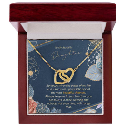 To Daughter - Most Beautiful Chapters In My Life Interlocking Hearts Interlocking Hearts Necklace