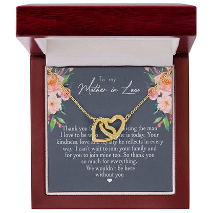 To My Mother In Law Thank You For Raising The Man I Love Heart Necklace Interlocking Hearts Necklace