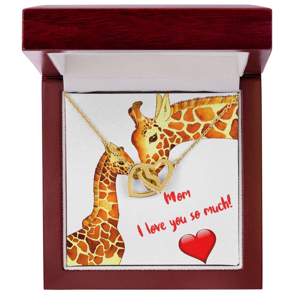 Mom I Love You So Much Two Hearts Embellished With Cubic Zirconia Stones Interlocked Together Interlocking Hearts Necklace