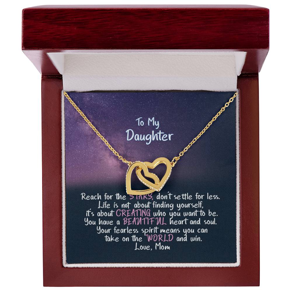 Daughter Reach For The Stars - Hearts Necklace Interlocking Hearts Necklace