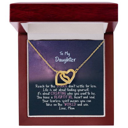 Daughter Reach For The Stars - Hearts Necklace Interlocking Hearts Necklace