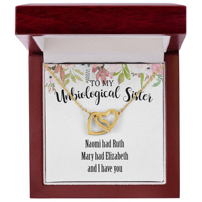 Unbiological Sister Interlocking Hearts Necklace