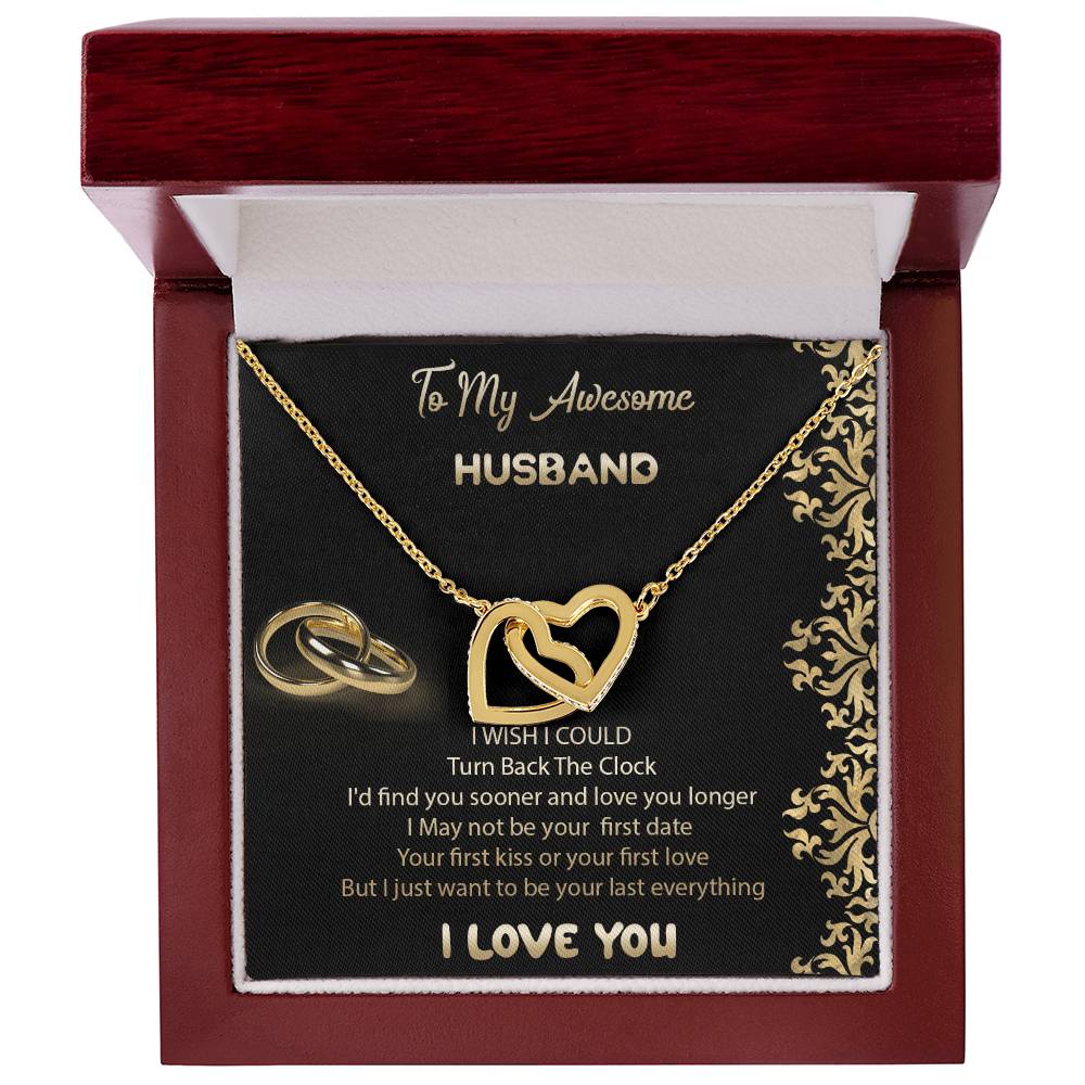To My Awesome Husband Interlocked Hearts Necklace Interlocking Hearts Necklace