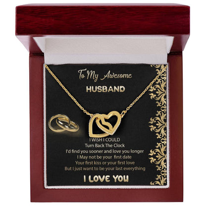 To My Awesome Husband Interlocked Hearts Necklace Interlocking Hearts Necklace