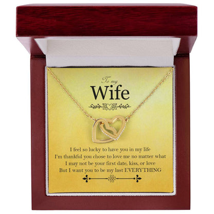 To My Wife - Love Card And Necklace Interlocking Hearts A Interlocking Hearts Necklace