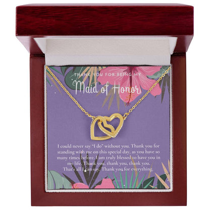 Maid Of Honor Thank You Gift From Bride Bridesmaid Gift Maid Of Honor Gift Necklace Matron Of Honor Gift Thank You Gift From Bride Interlocking Hearts Necklace