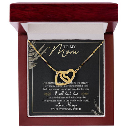 To My Mom Interlocking Hearts Necklace Message Card