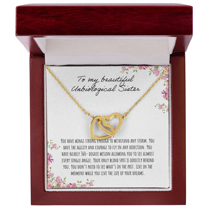 To My Beautiful Step Sister Interlocking Hearts Necklace