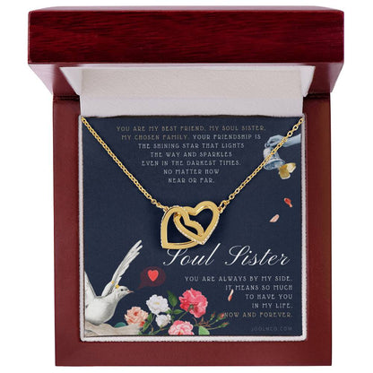 Soul Sister Necklace Unbiological Sister Jewelry Badass Sister Necklace Friendship Heart Necklace Birthday Graduation Anniversary Interlocking Hearts Necklace
