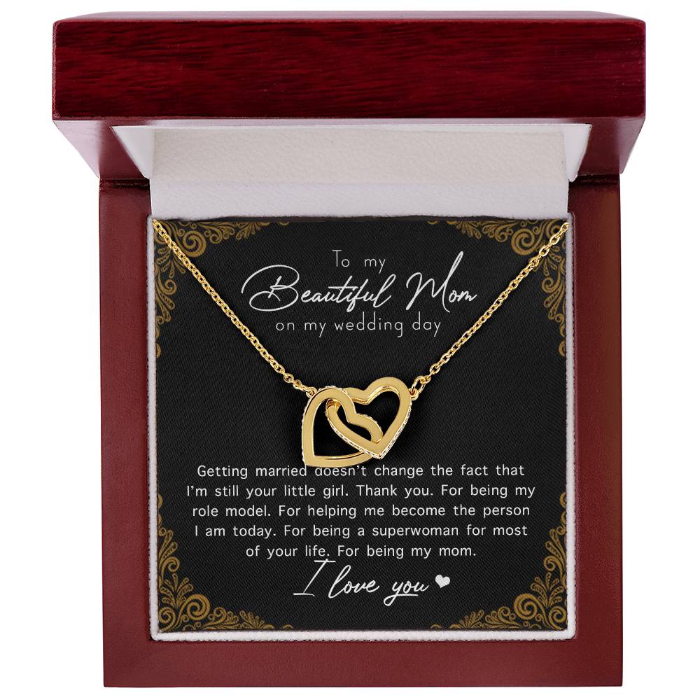 To My Beautiful Mom On My Wedding Day Interlocking Hearts Necklace