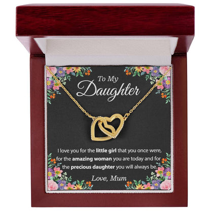 To My Daughter Necklace From Mum - To My Daughter Necklace From Dad Interlocking Hearts Necklace