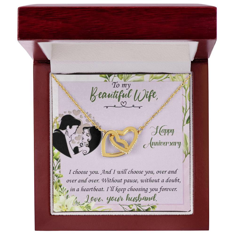 I Choose You Anniversary - Anniversary Gift For Wife Interlocking Hearts Necklace