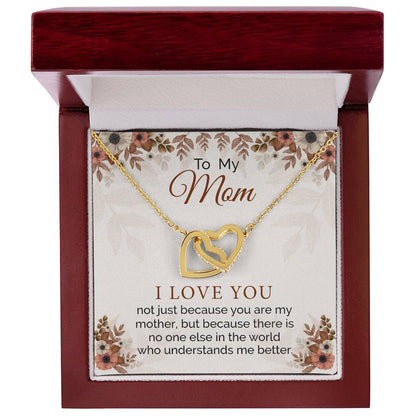 Gifts For Mom From Daughter Interlocking Hearts Necklace