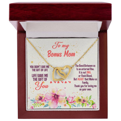 Life Gave Me The Gift Of You - Gift For Bonus Mom Interlocking Hearts Necklace