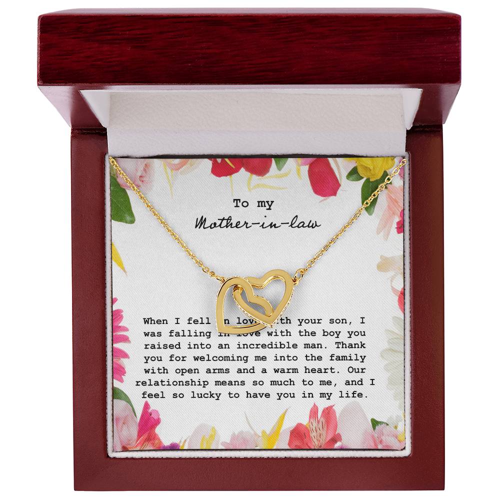 To My Mother In Law When I Fell In Love With Your Son Interlocking Hearts Necklace