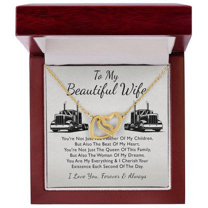 To My Beautiful Wife - Forever Heart Interlocking Hearts Necklace