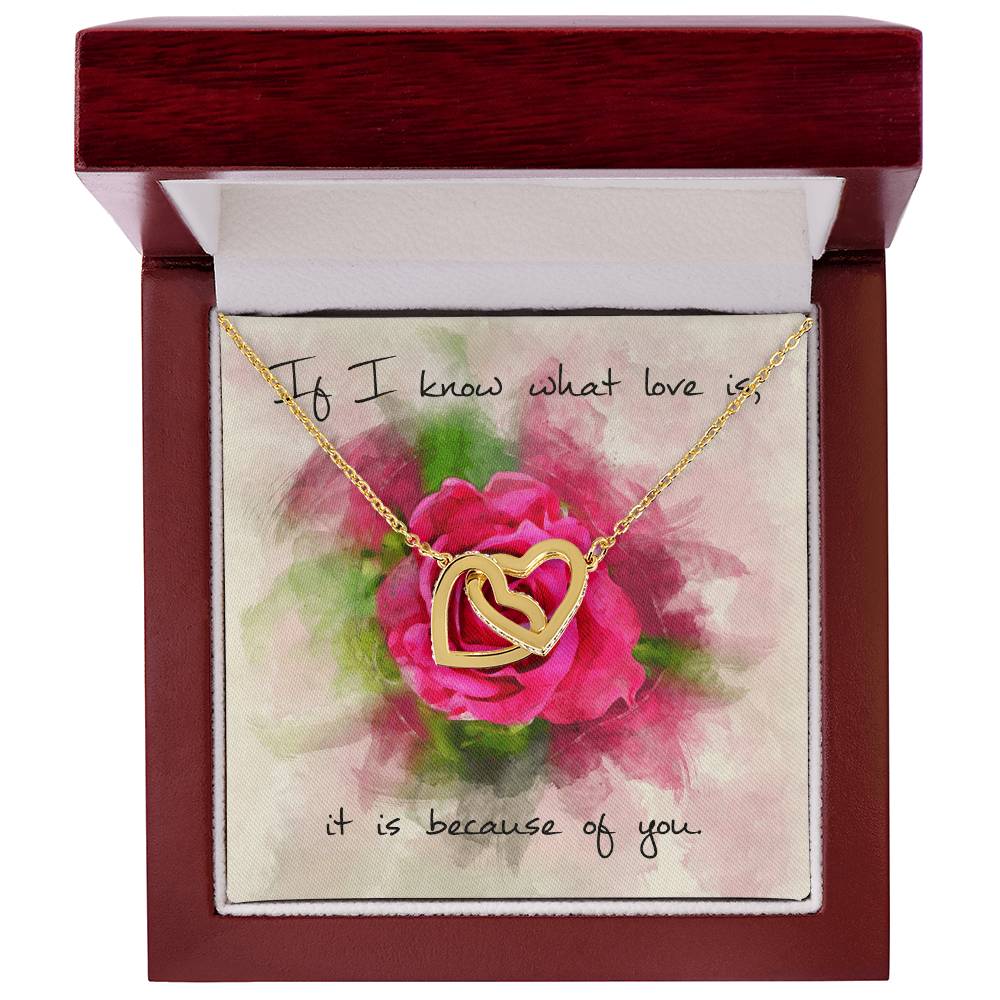 Interlocking Hearts Necklace – Red Rose Message Card
