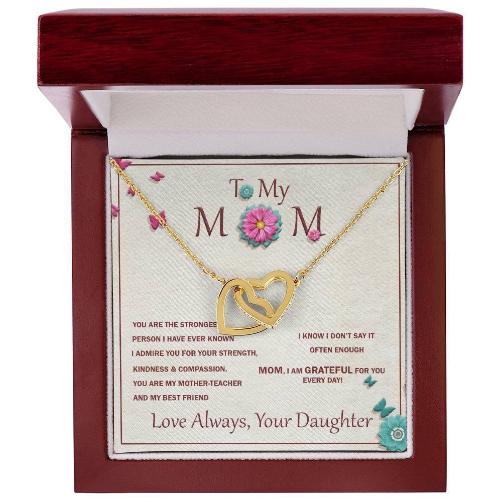 Interlocking Heart Necklace For Mother With Message Card Interlocking Hearts Necklace