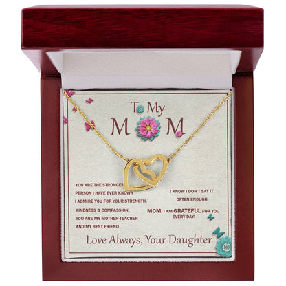 Interlocking Heart Necklace For Mother With Message Card Interlocking Hearts Necklace